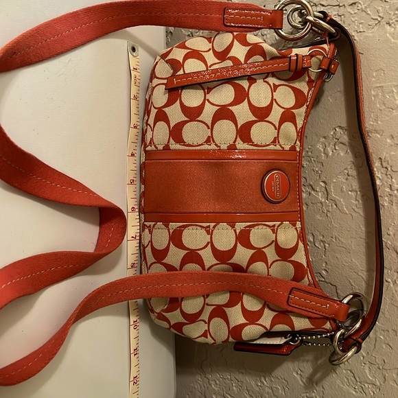 Coach Handbags - Coach 31181E Signature C Print Stripe Demi Crossbody Bag Khaki Tomato Orange